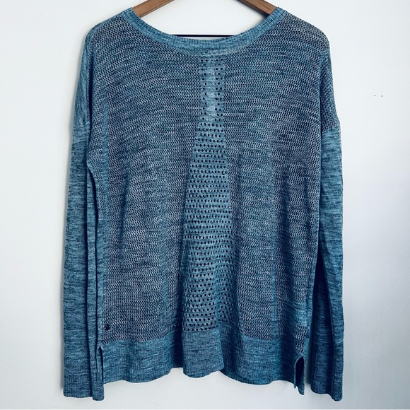 Lululemon Well Being Crew Sweater Linen blend Heathered Speckle Blue oversized M - Picture 3 of 7